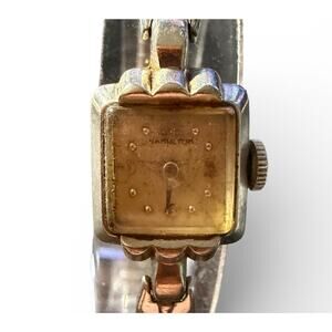 Vintage Hamilton Women's Mechanical Wristwatch Gold Tone Expansion Band Art Deco